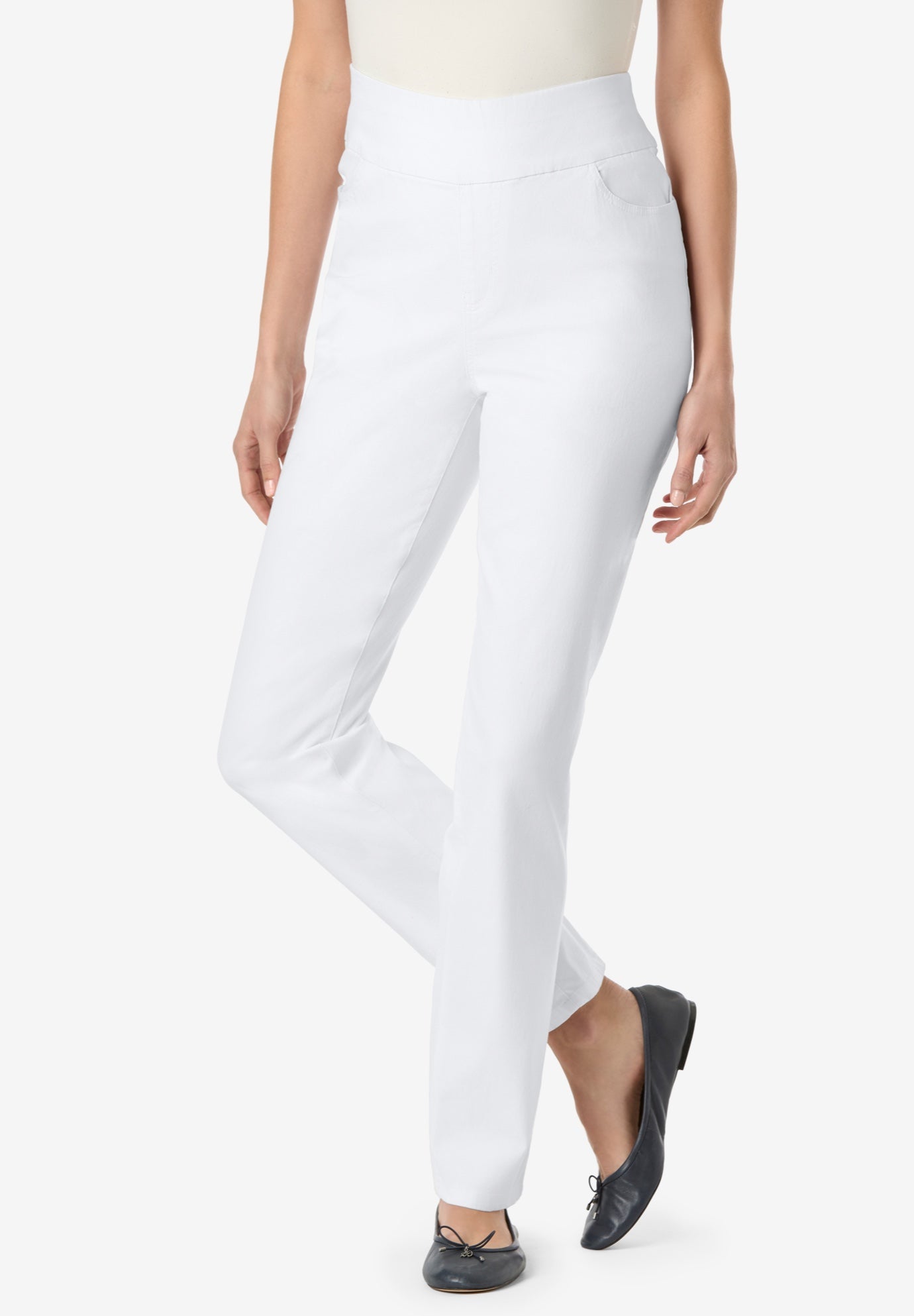 Flex-Fit Pull-On Straight-Leg Gap-Free Stretch Denim Jeans image number 0