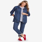 Long Stretch Denim Jean Jacket image number null