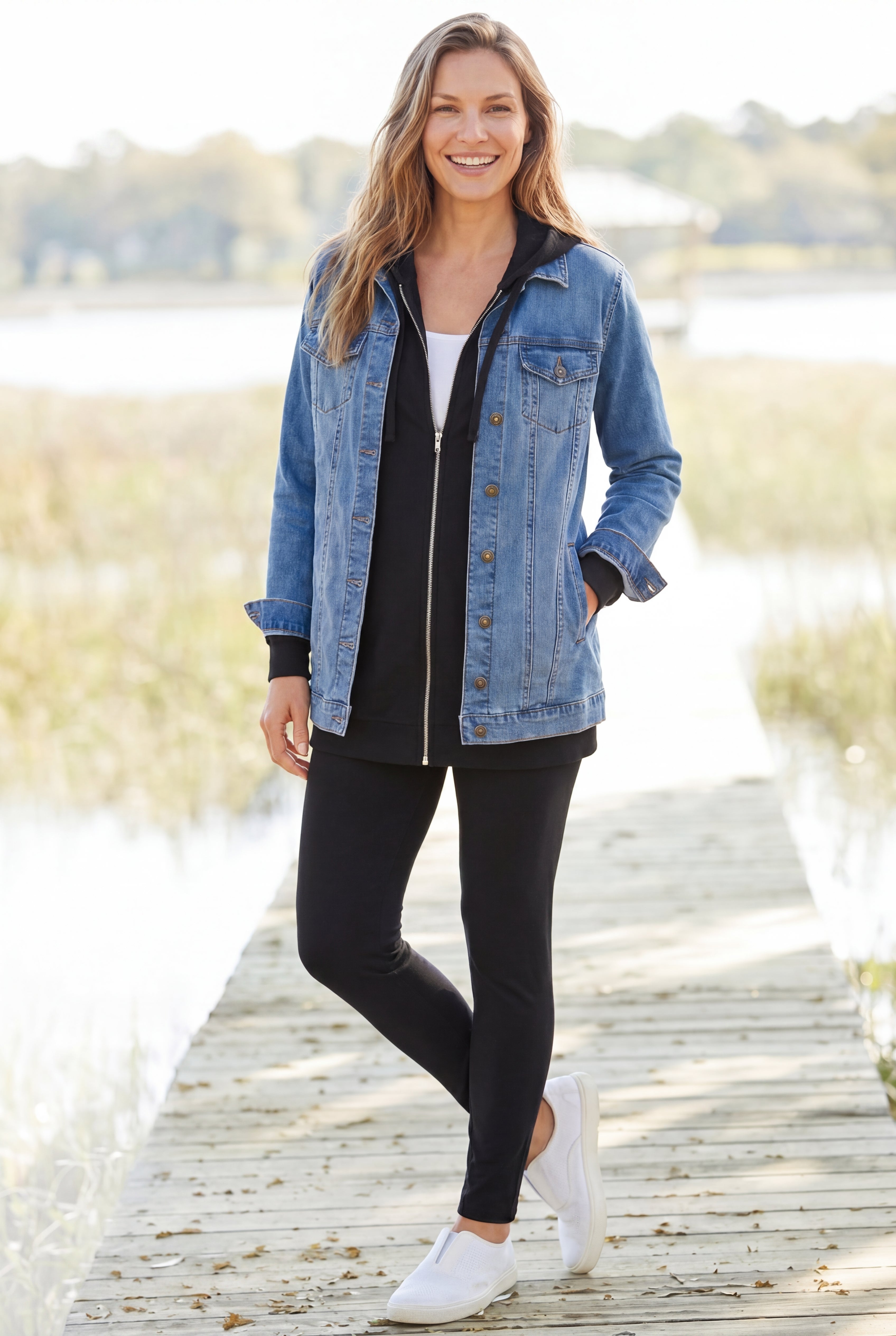 Long Stretch Denim Jean Jacket image number 3