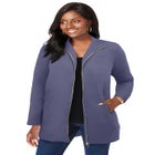 Stretch Cotton Zip Front Hi-Low Jacket image number null