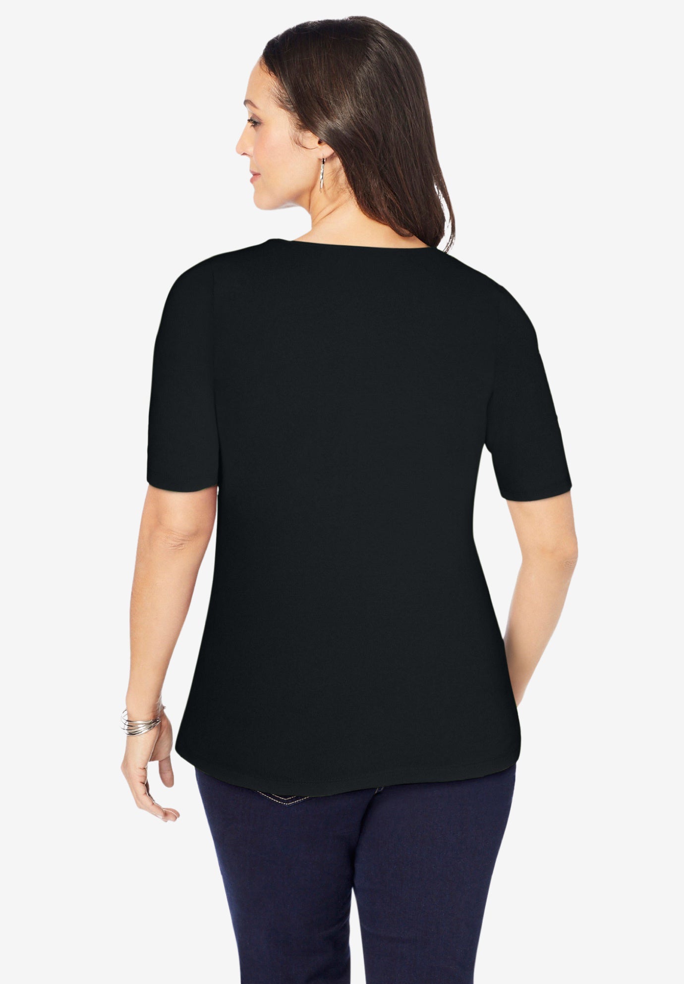 Stretch Cotton Square Neck Tee image number 2