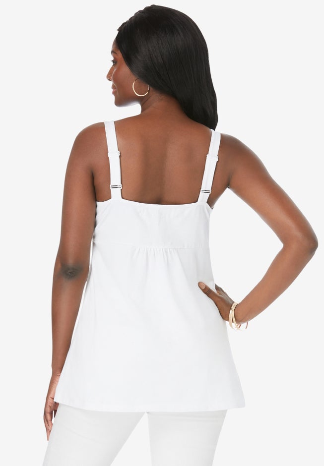 Stretch Cotton Shirred Tank image number 1