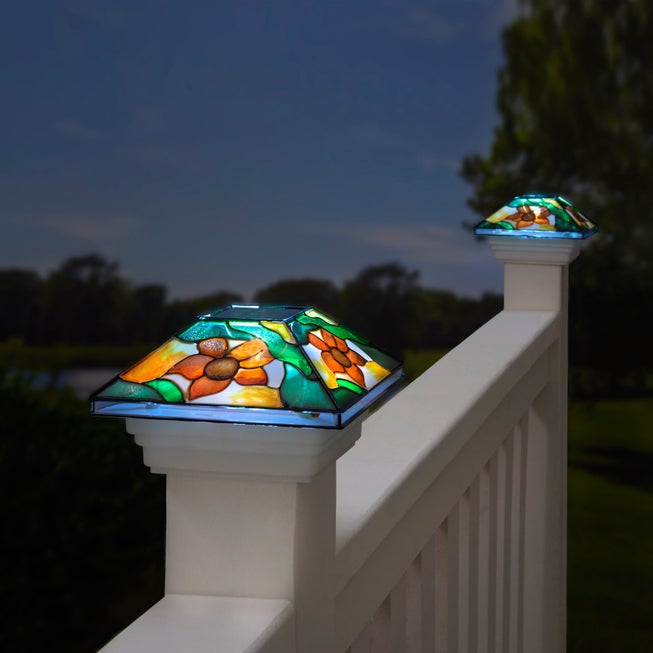 Floral Mosaic Solar Post Light Cap image number 0