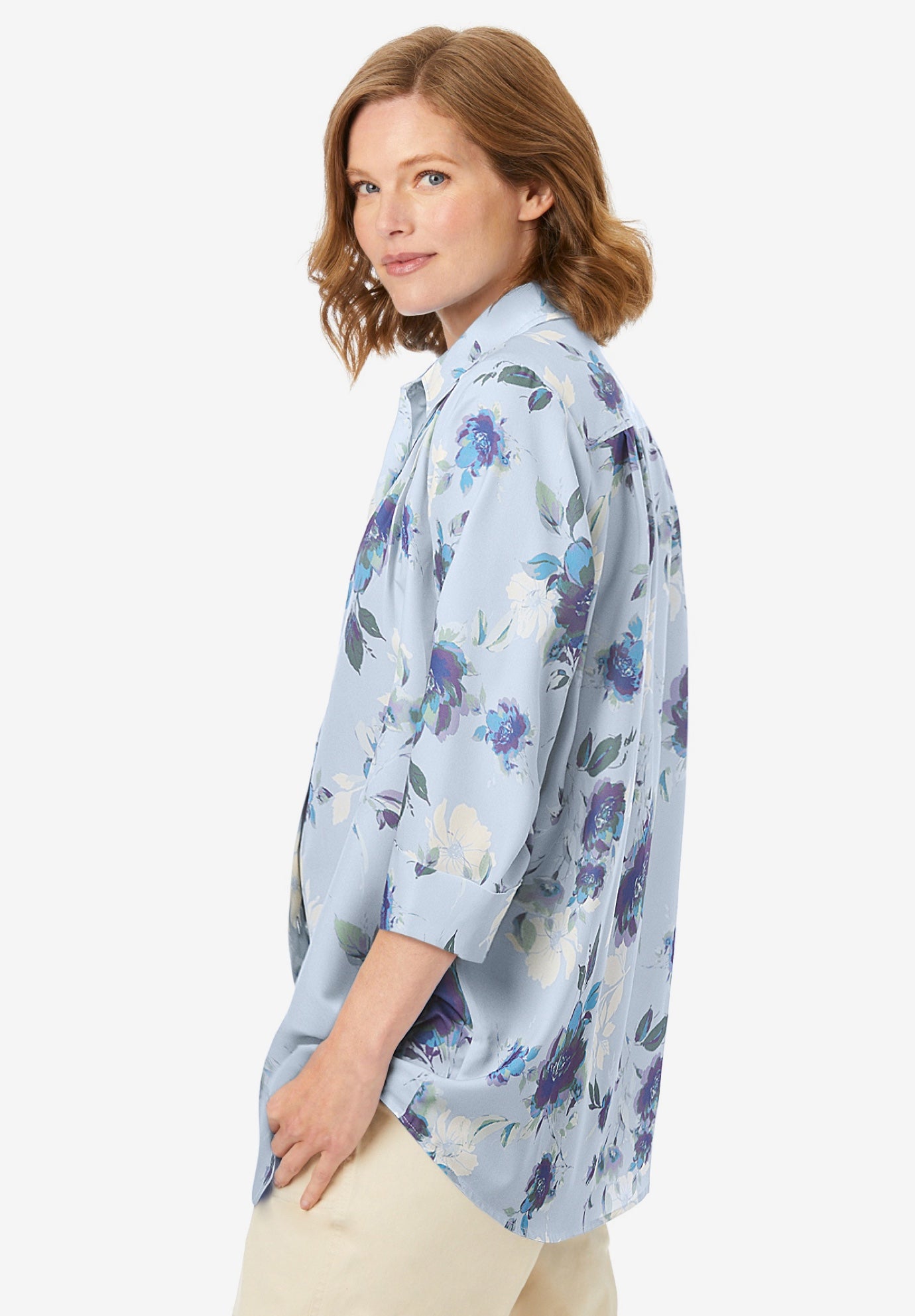No Iron Three-Quarter Sleeve Peachskin Shirt image number 2