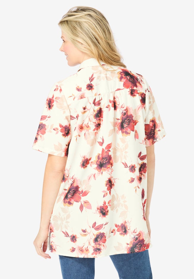 No Iron Short Sleeve Peachskin Shirt image number 1