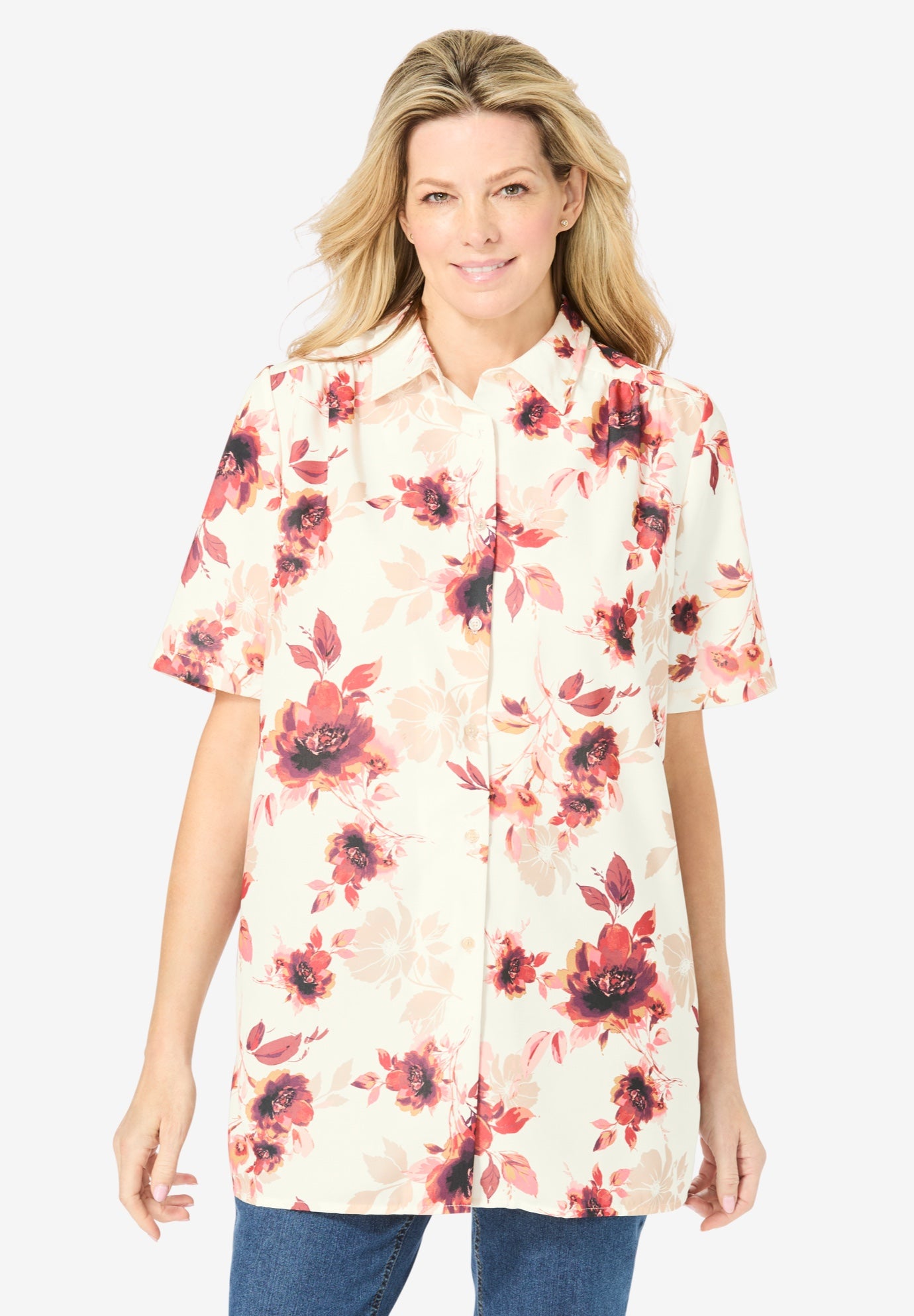 No Iron Short Sleeve Peachskin Shirt image number 0