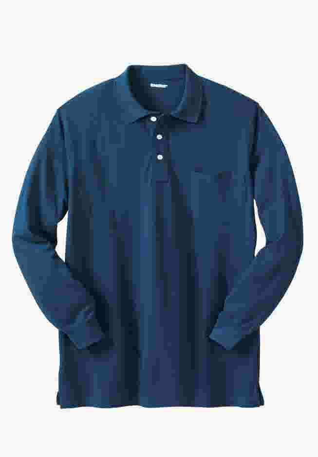 Longer-Length Long Sleeve Shrink-Less™ Cotton Polo image number 0
