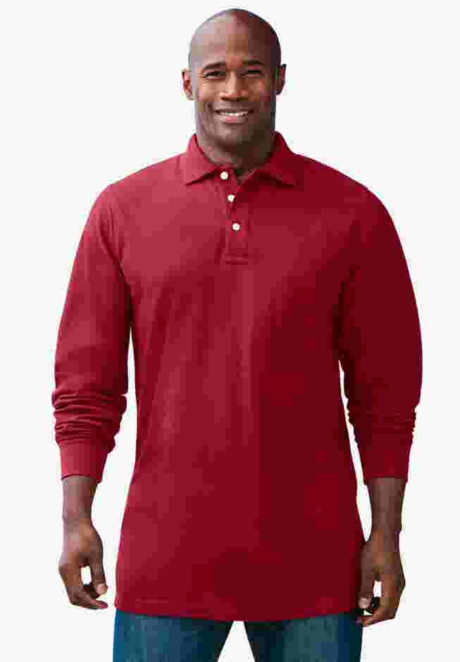 Longer-Length Long Sleeve Shrink-Less™ Cotton Polo image number 0