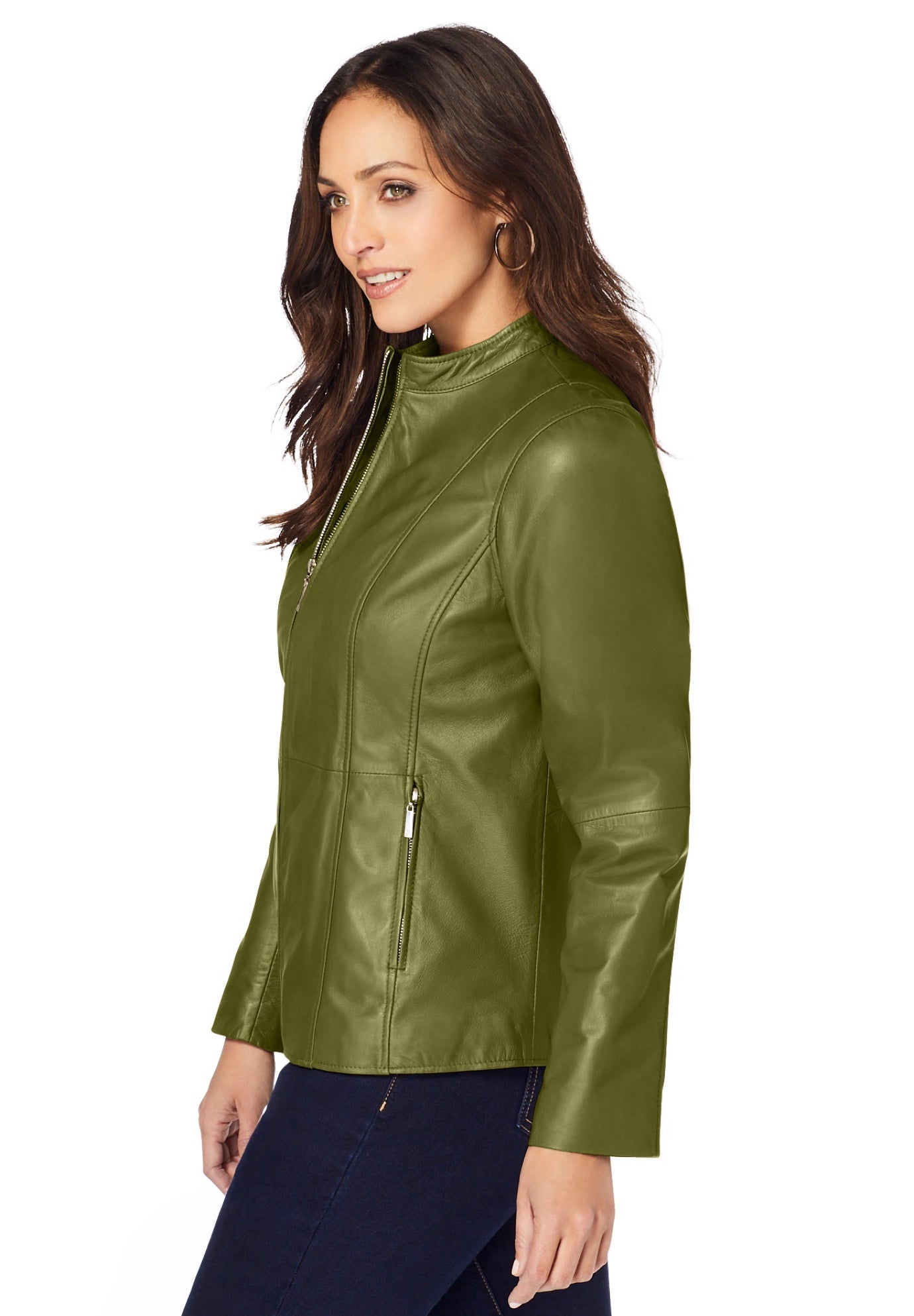 Zip Front Leather Jacket image number 2