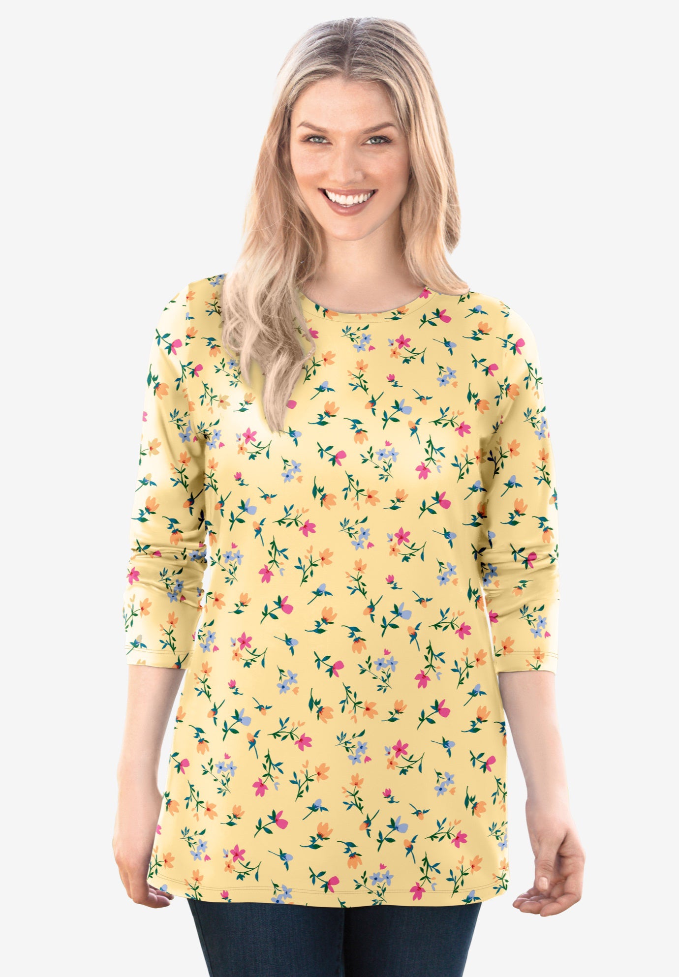 Perfect Printed Long-Sleeve Crewneck Tee image number 4