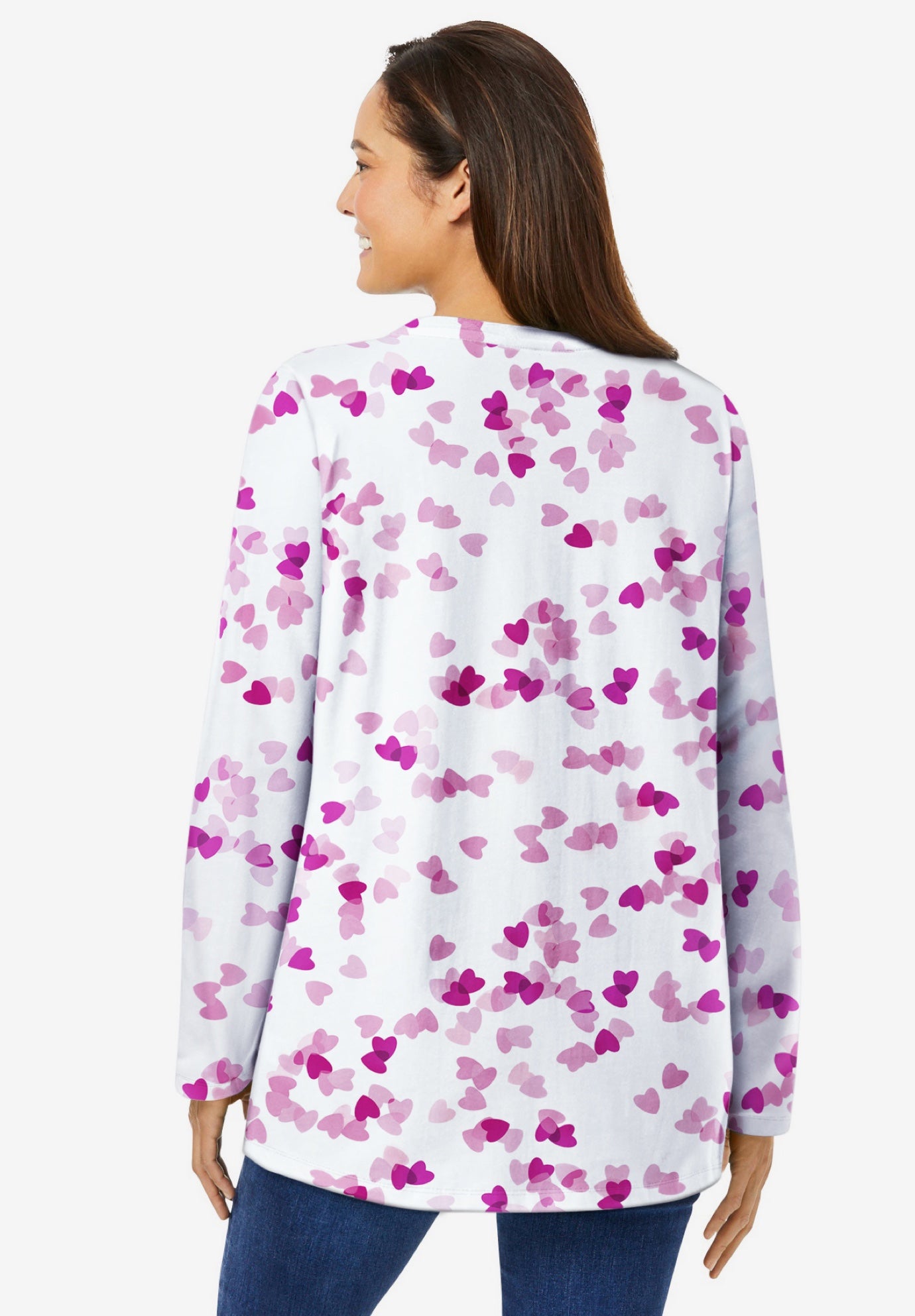 Perfect Printed Long-Sleeve Crewneck Tee image number 1