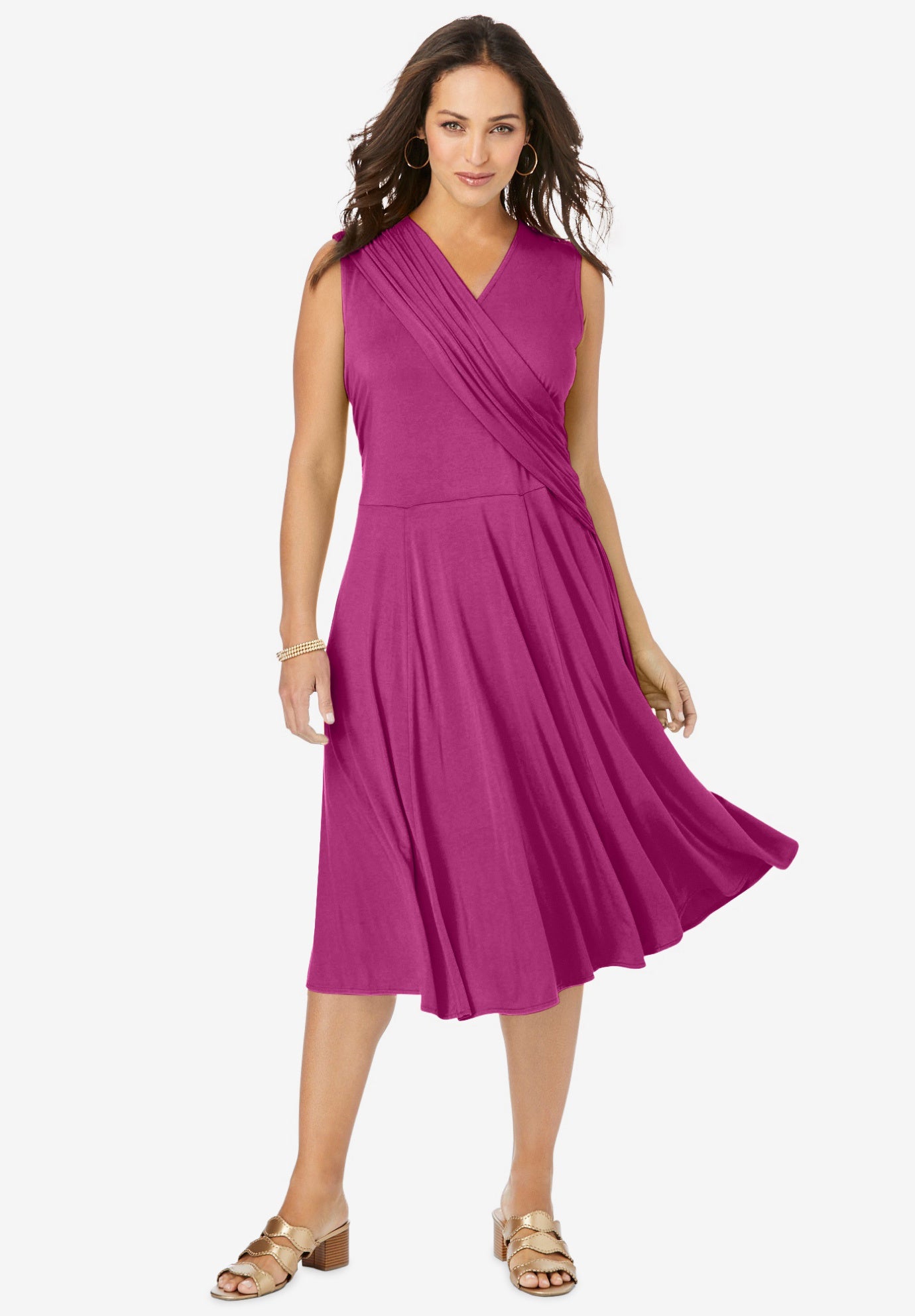 Stretch Knit Drape-Over Dress image number 0
