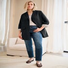Stretch Button Front Oversized Long Blazer image number null
