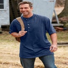 Heavyweight Longer-Length Short-Sleeve Henley Shirt image number null