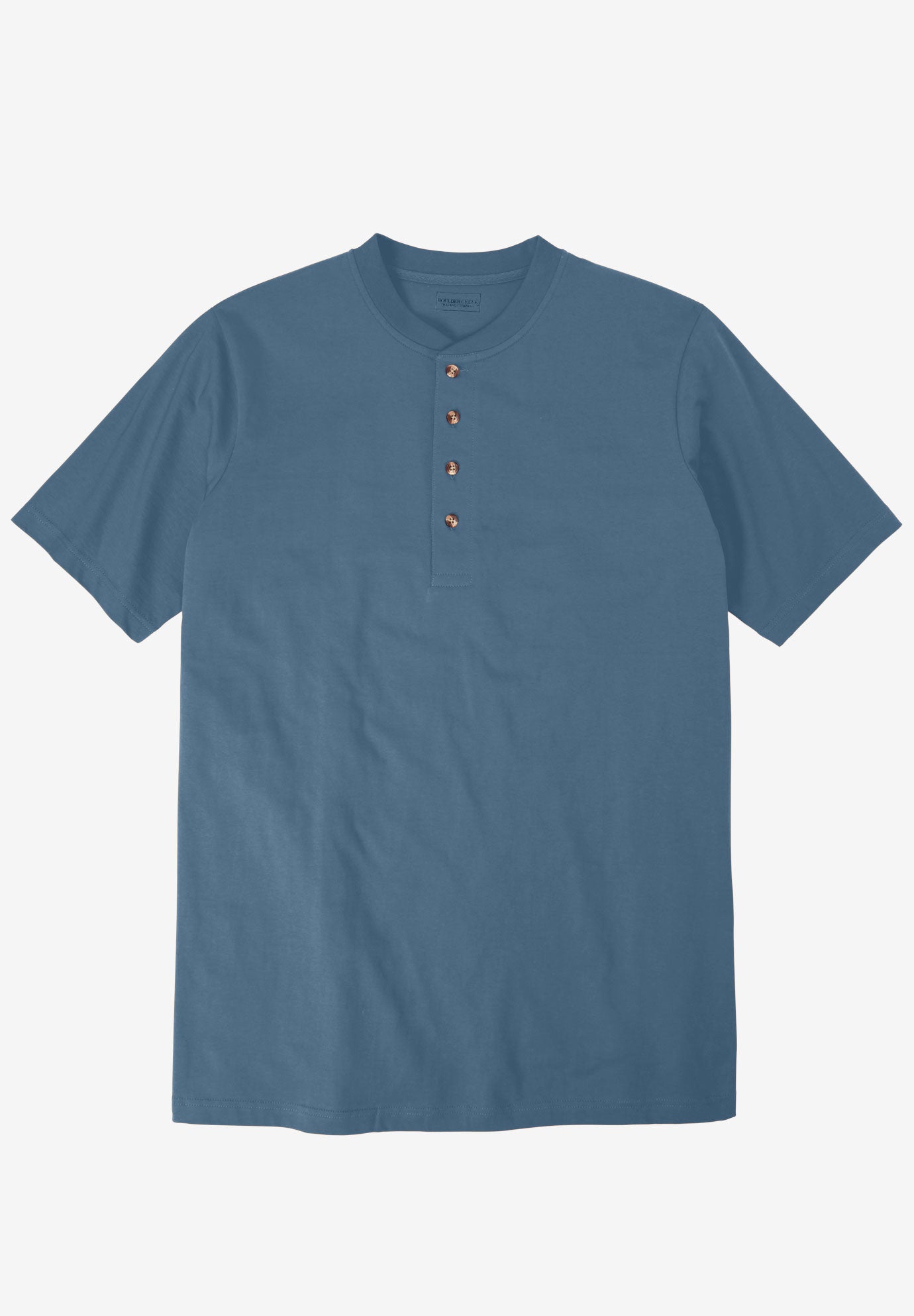 Heavyweight Longer-Length Short-Sleeve Henley Shirt image number 0