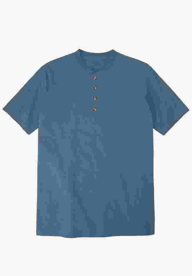 Heavyweight Longer-Length Short-Sleeve Henley Shirt image number 0