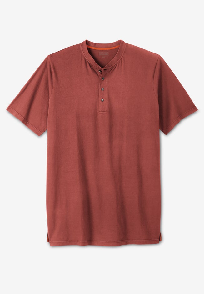 Heavyweight Longer-Length Short-Sleeve Henley Shirt image number 0