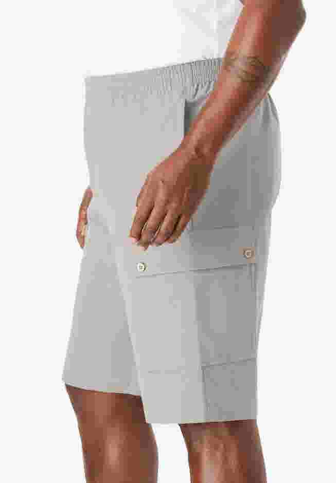 Full Elastic Waist Gauze Cargo Shorts image number 2