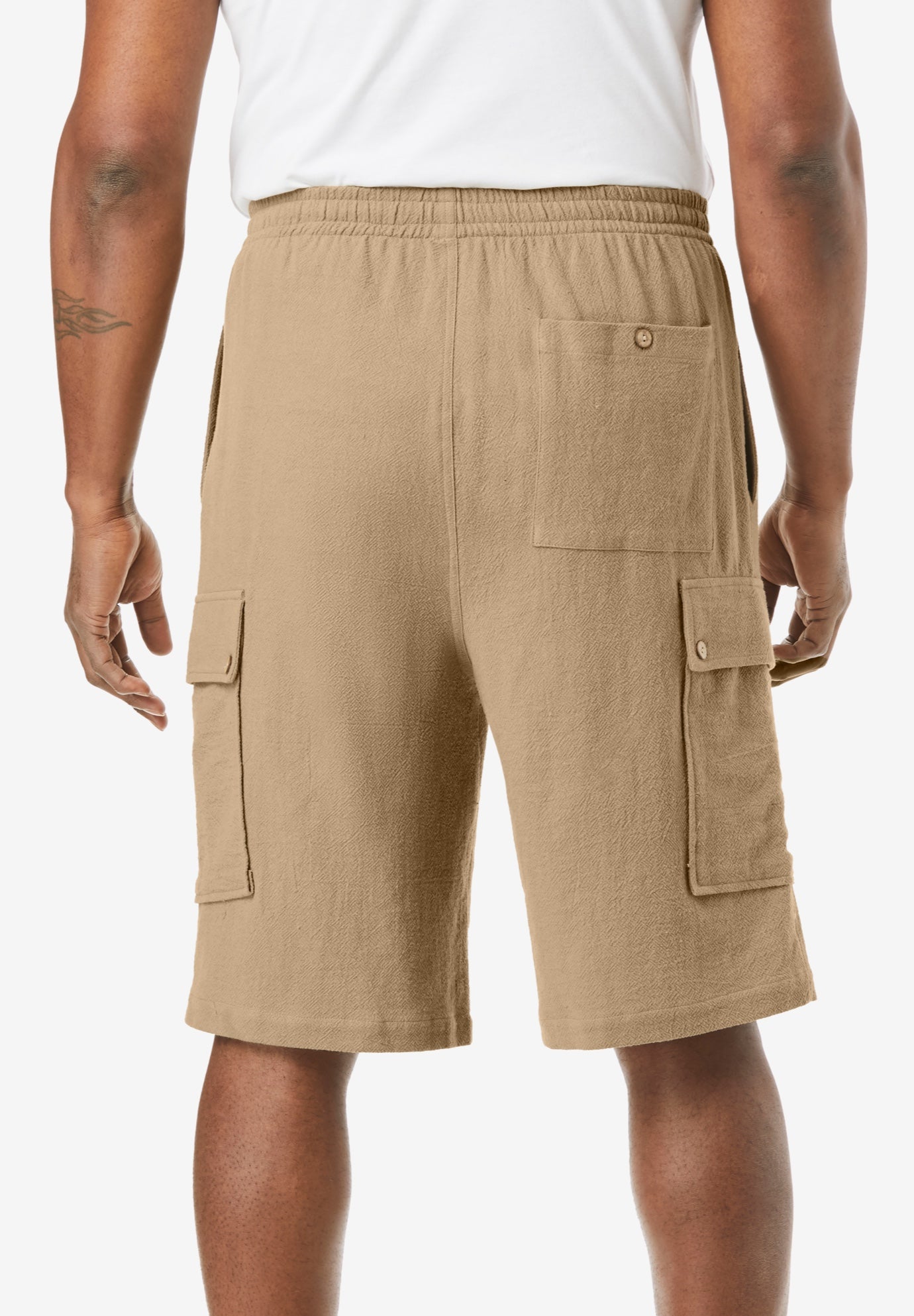 Full Elastic Waist Gauze Cargo Shorts image number 2
