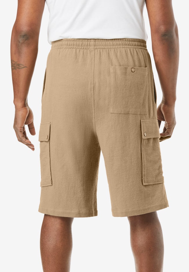 Full Elastic Waist Gauze Cargo Shorts image number 2