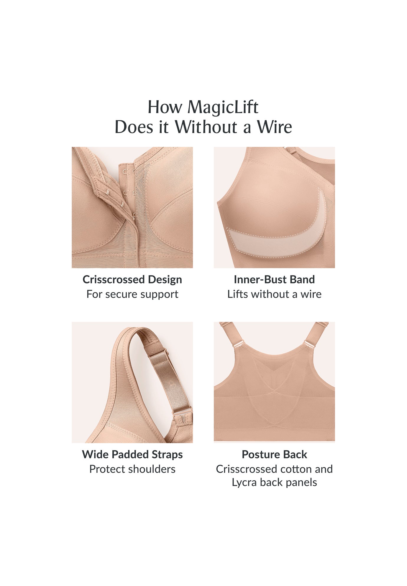 Glamorise&reg; Magic Lift&reg; Front-Close Posture Wireless Bra 1265 image number 5