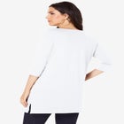 Plus Size Cotton Ultimate Boatneck Tunic with Side Slits image number null