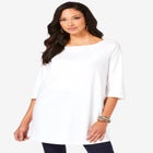 Plus Size Cotton Ultimate Boatneck Tunic with Side Slits image number null