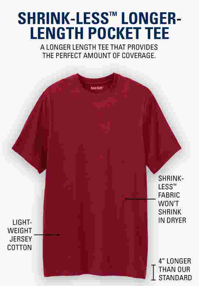Shrink-Less Lightweight Longer-Length Crewneck Pocket T-Shirt image number 3