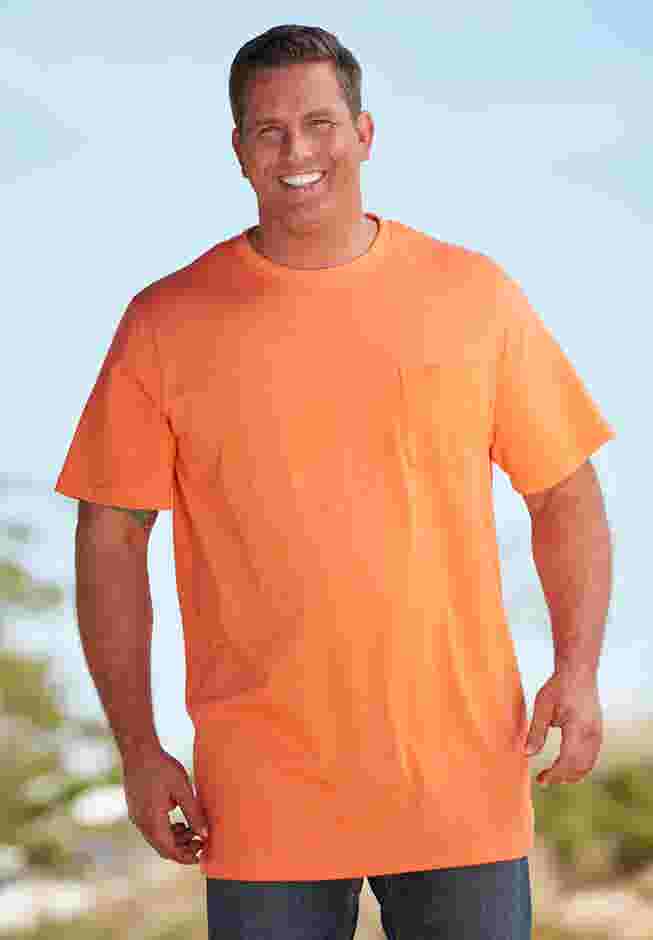 Shrink-Less Lightweight Longer-Length Crewneck Pocket T-Shirt image number 4
