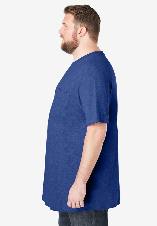 Shrink-Less&trade; Lightweight Longer-Length Crewneck Pocket T-Shirt image number 2