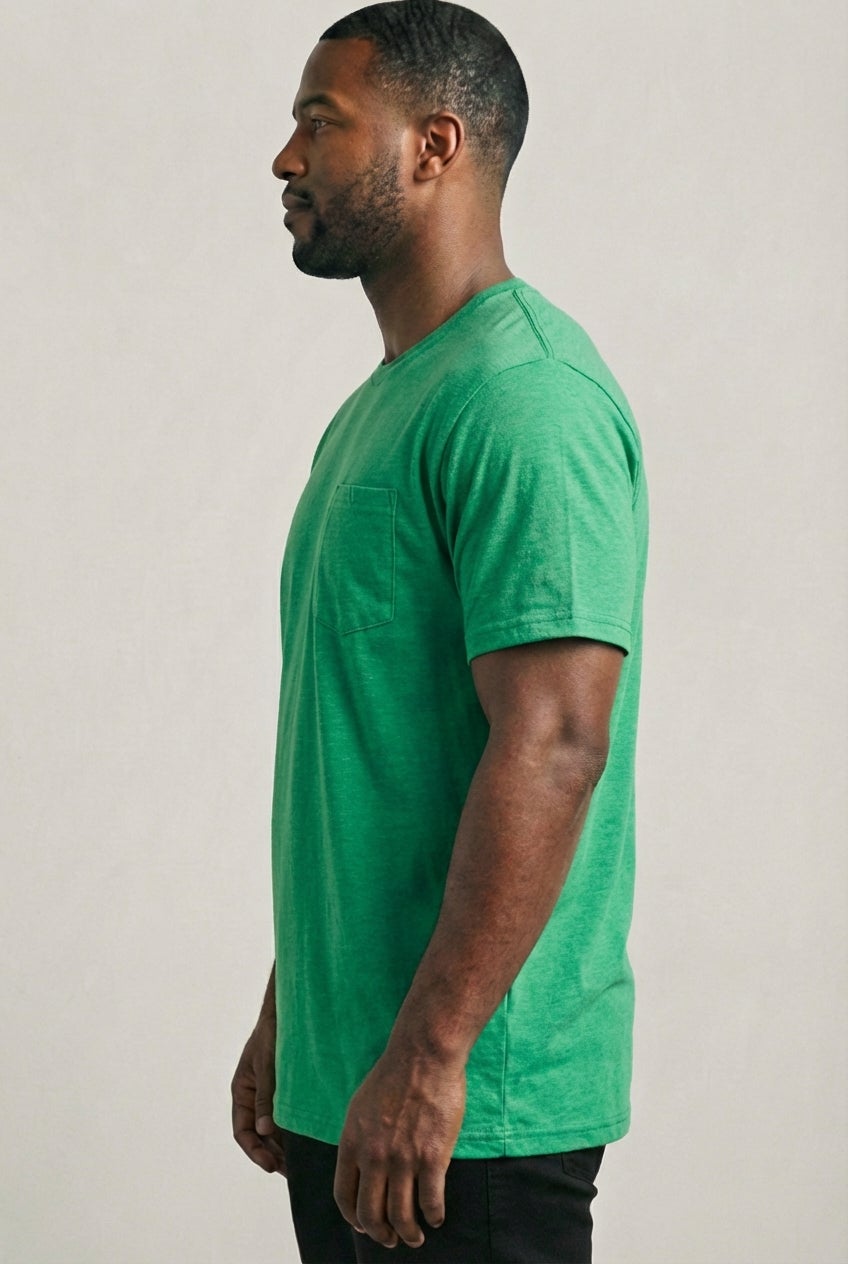 Shrink-Less&trade; Lightweight Longer-Length Crewneck Pocket T-Shirt image number 2