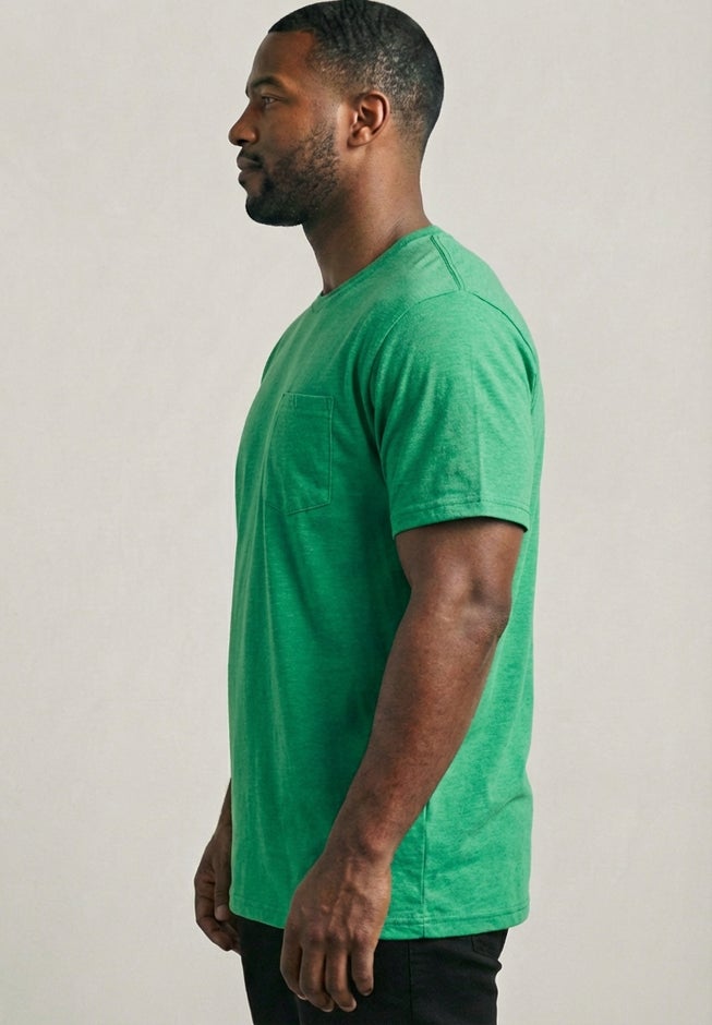 Shrink-Less&trade; Lightweight Longer-Length Crewneck Pocket T-Shirt image number 2