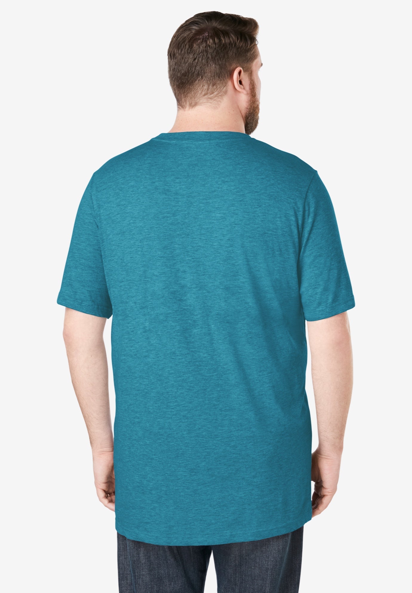 Shrink-Less™ Lightweight Longer-Length Crewneck Pocket T-Shirt image number 1