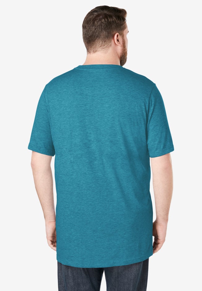 Shrink-Less™ Lightweight Longer-Length Crewneck Pocket T-Shirt image number 1