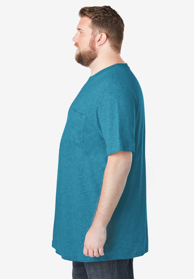 Shrink-Less™ Lightweight Longer-Length Crewneck Pocket T-Shirt image number 2