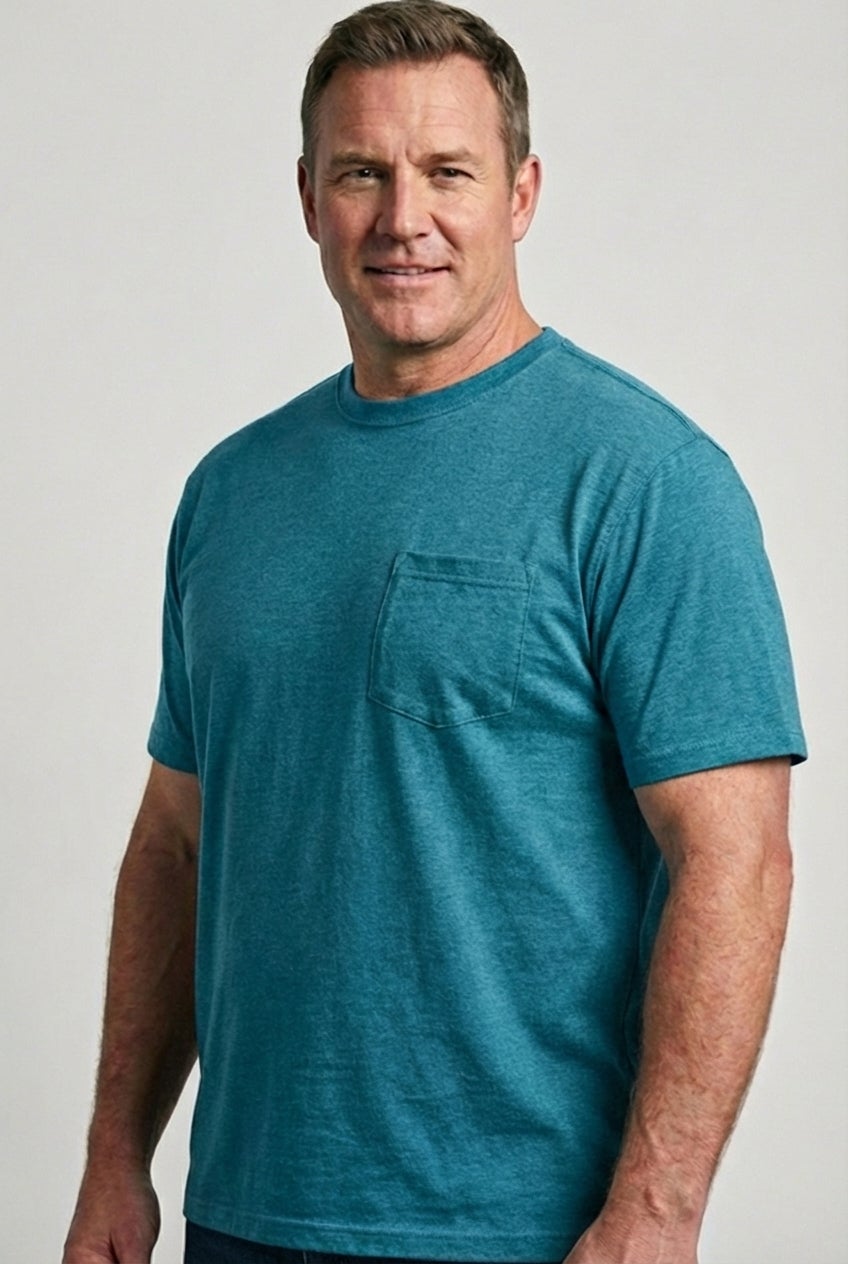Shrink-Less&trade; Lightweight Longer-Length Crewneck Pocket T-Shirt image number 0