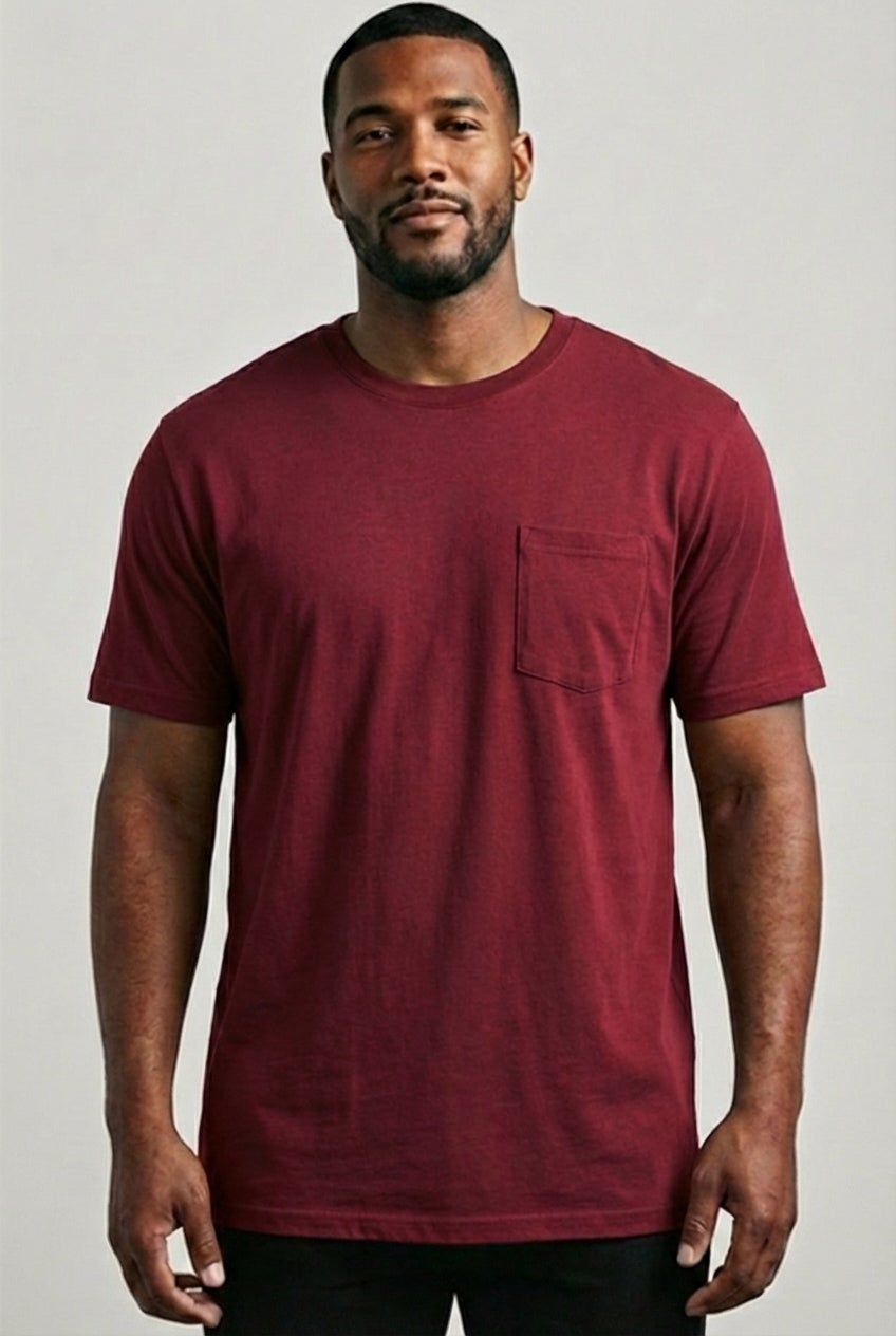 Shrink-Less&trade; Lightweight Longer-Length Crewneck Pocket T-Shirt image number 0