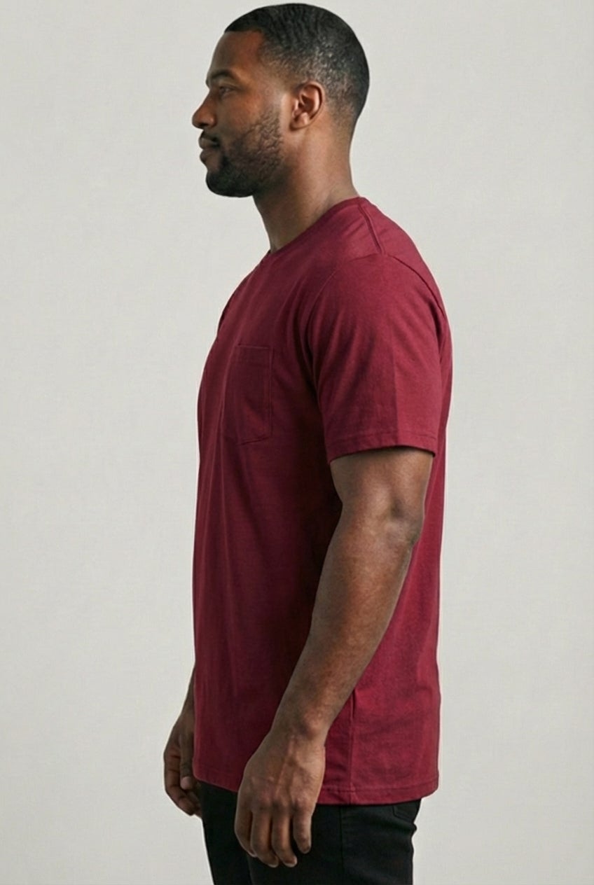Shrink-Less&trade; Lightweight Longer-Length Crewneck Pocket T-Shirt image number 2