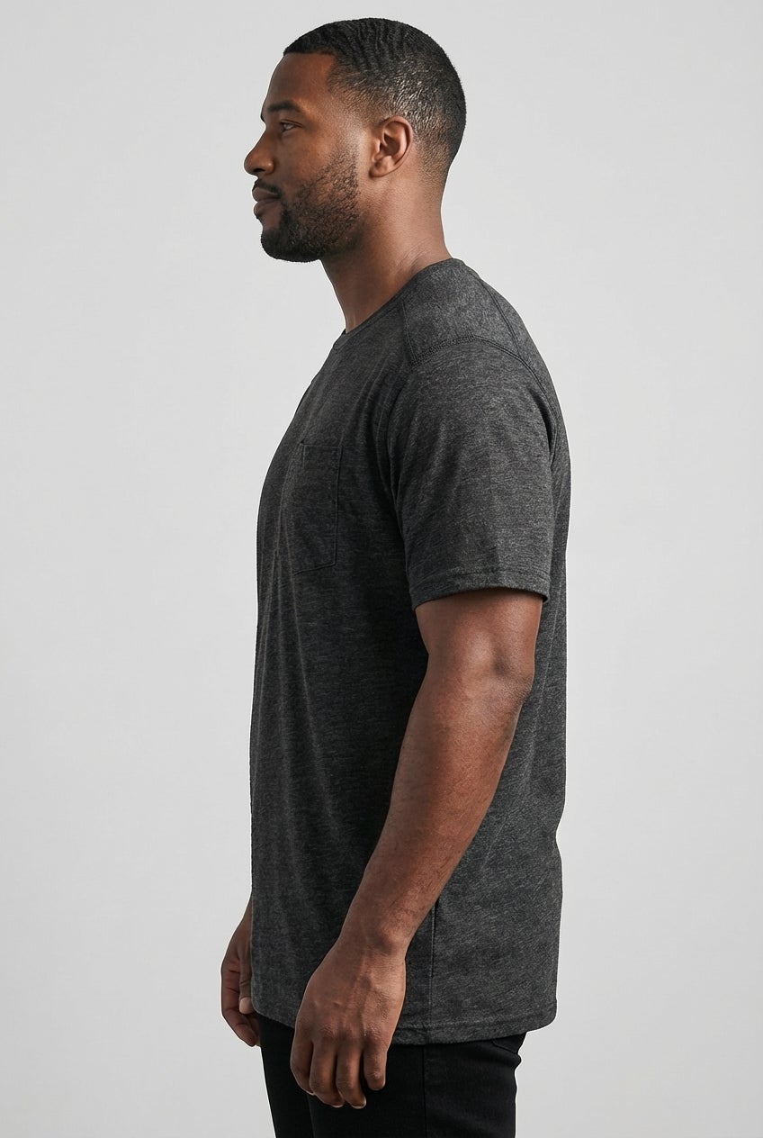 Shrink-Less&trade; Lightweight Longer-Length Crewneck Pocket T-Shirt image number 2