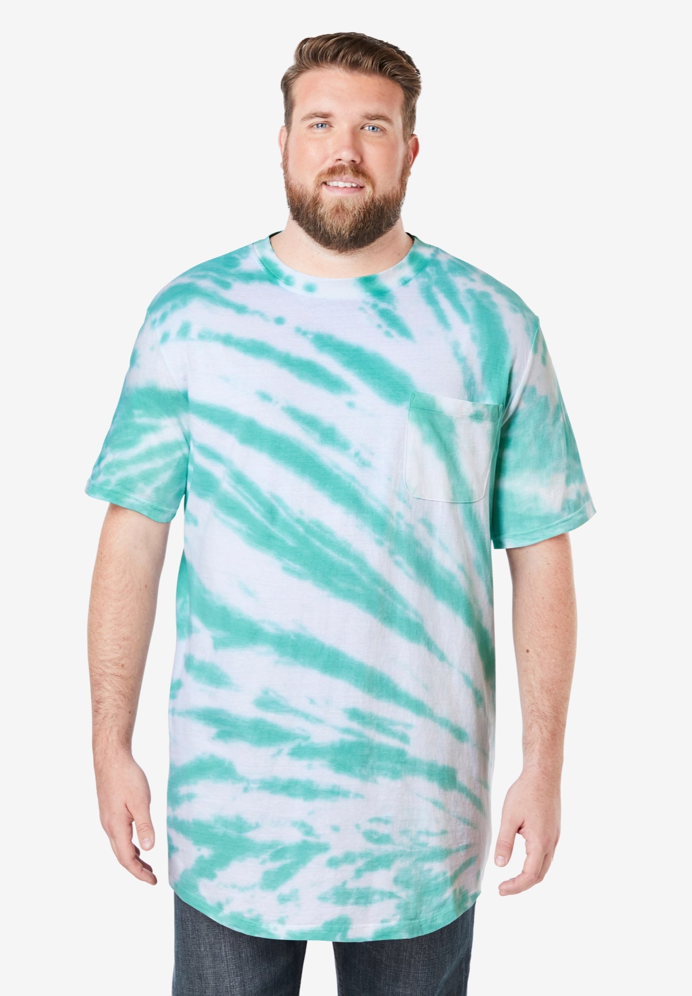 Shrink-Less™ Lightweight Longer-Length Crewneck Pocket T-Shirt image number 0