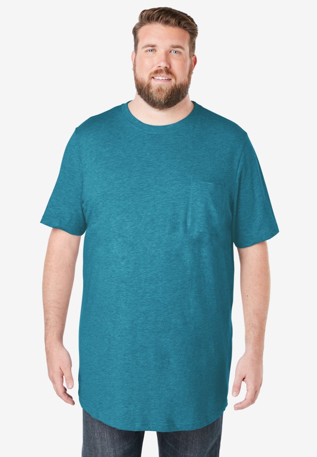 Shrink-Less™ Lightweight Longer-Length Crewneck Pocket T-Shirt image number 0