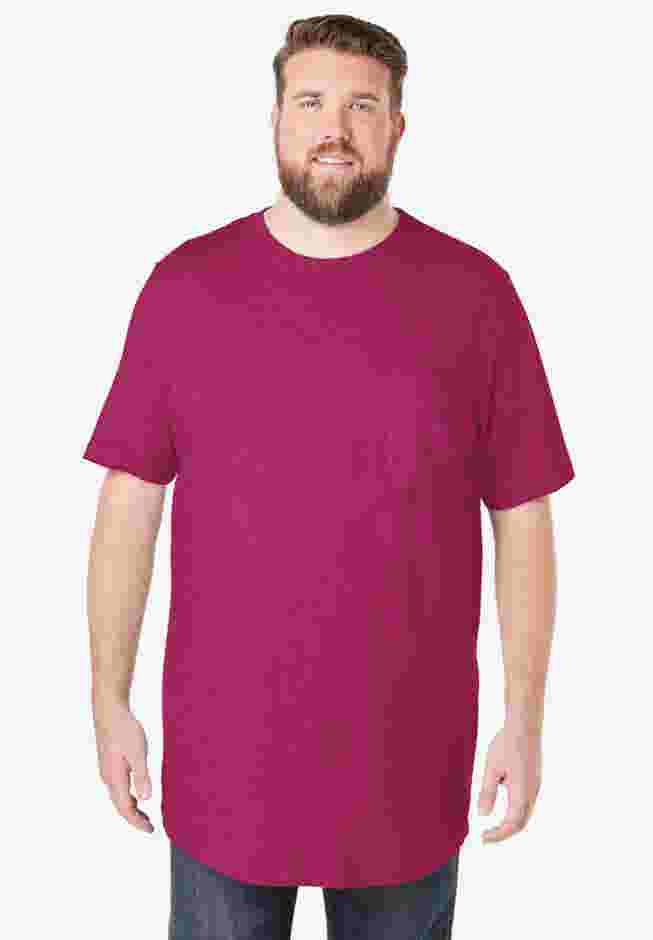 Shrink-Less Lightweight Longer-Length Crewneck Pocket T-Shirt image number 0