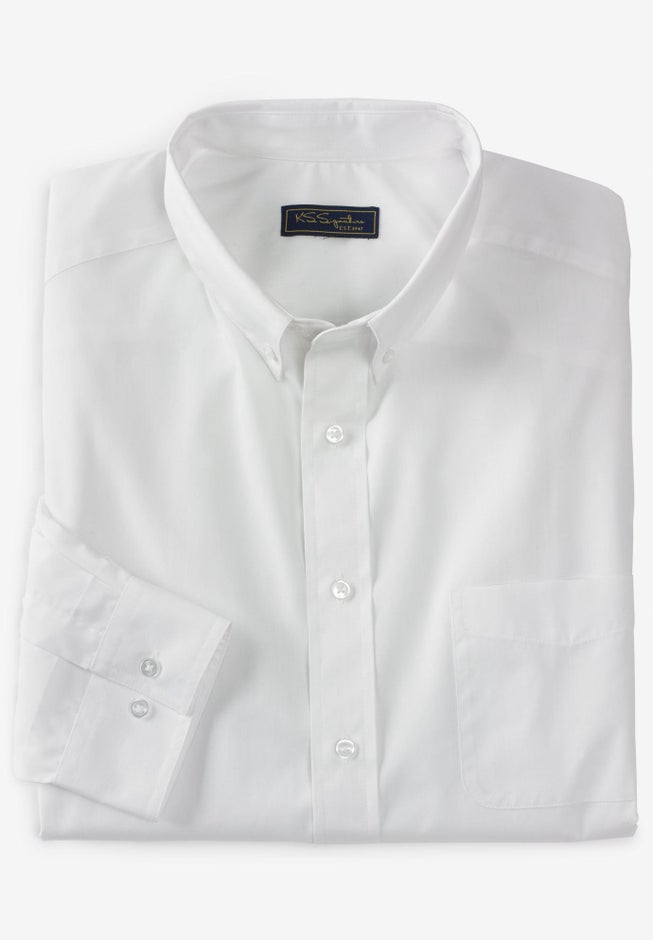 Men's Big & Tall Wrinkle-Free Button-Down Collar Dress Shirt by KS Signature in White (Size 19 37/8) Men's Big & Tall Wrinkle-Free Button-Down Collar Dress Shirt by KS Signature in White (Size 19 37/8)