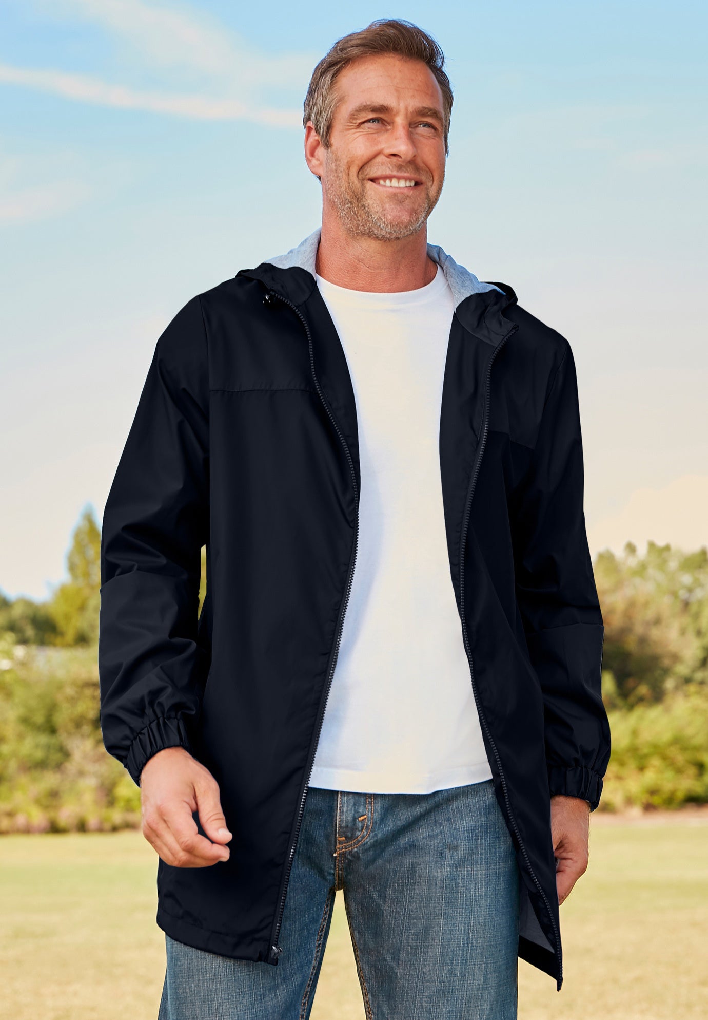 Rokx : WIND BREAK JECKET　MEN'S　BLACK　軽量 Men's Jersey-Lined Windbreaker 2XL-9XL, Black | King Size