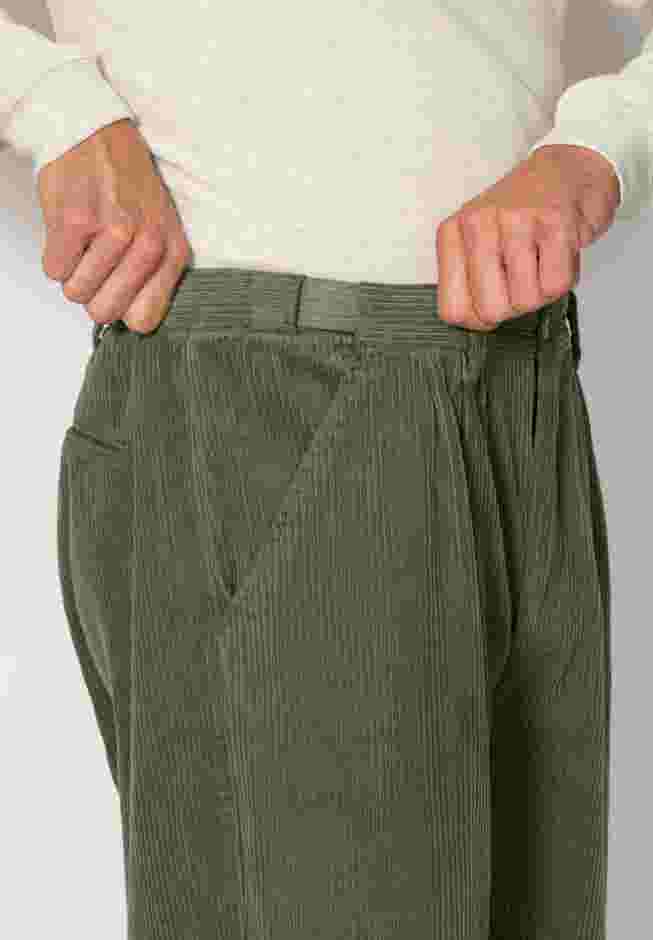 Expandable Waist Corduroy Pleat-Front Pants image number 1
