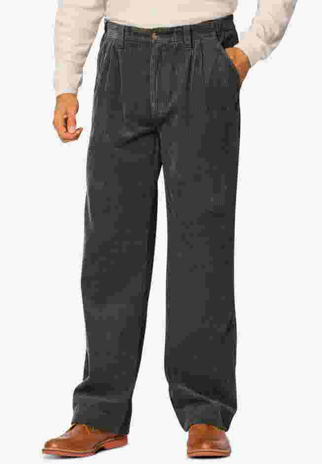 Expandable Waist Corduroy Pleat-Front Pants image number 0