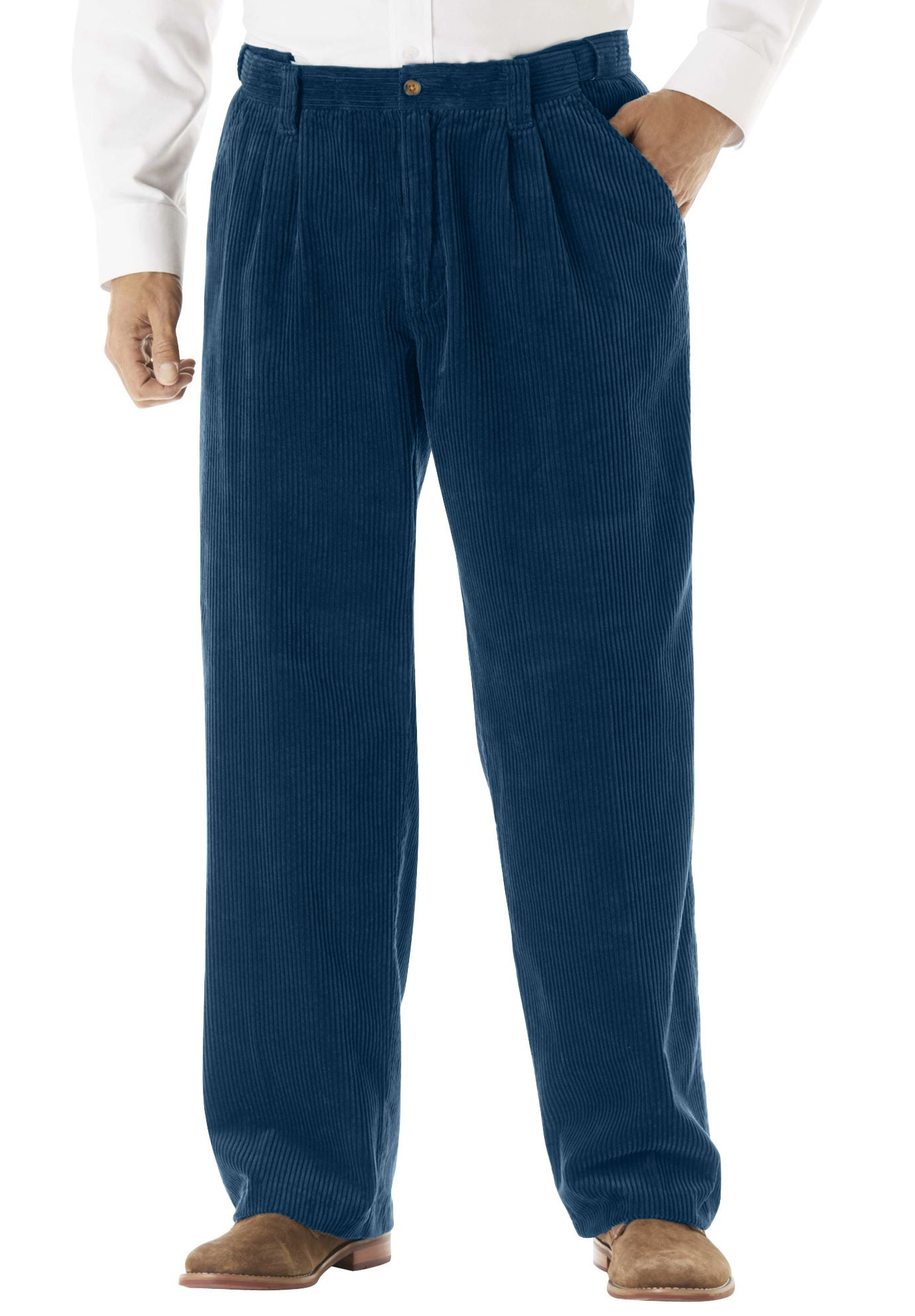 Expandable Waist Corduroy Pleat-Front Pants image number 0