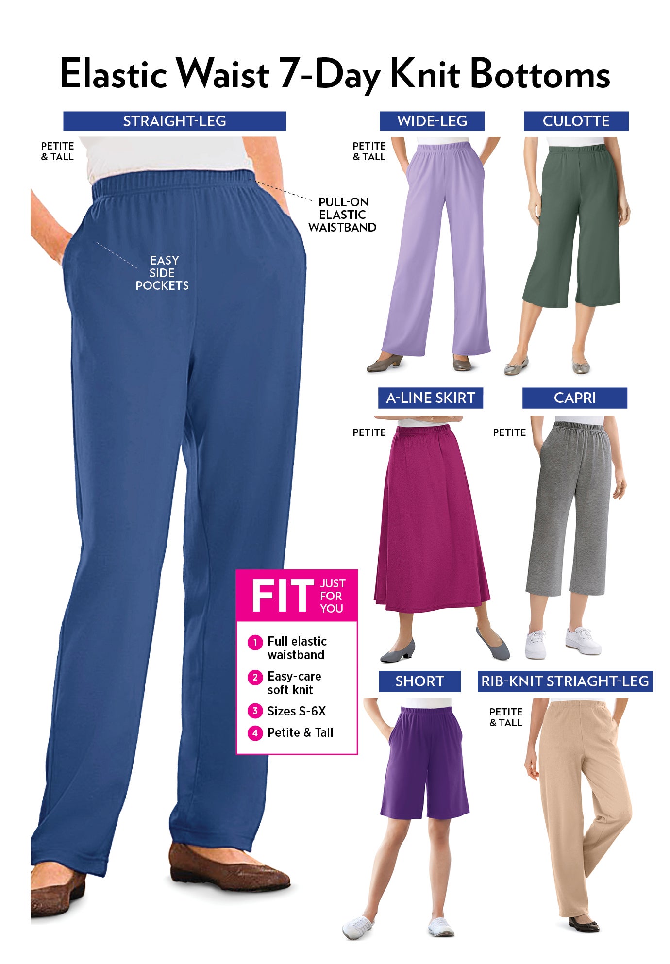 7-Day Knit Ribbed Straight-Leg Pull-On Pants image number 4