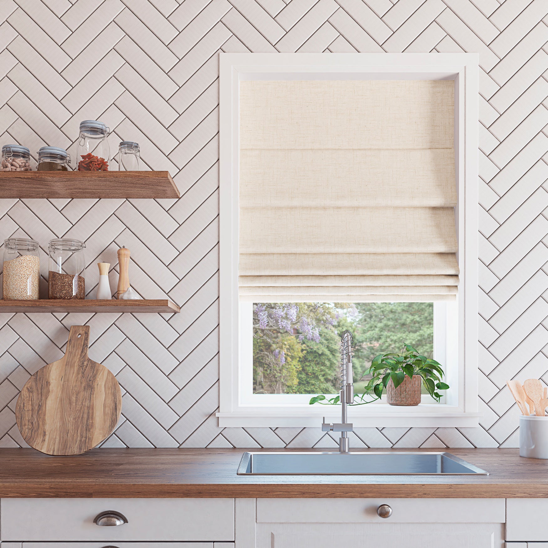 Sun Zero&trade; Somerton Textured 100% Blackout Cordless Roman Shade image number 0