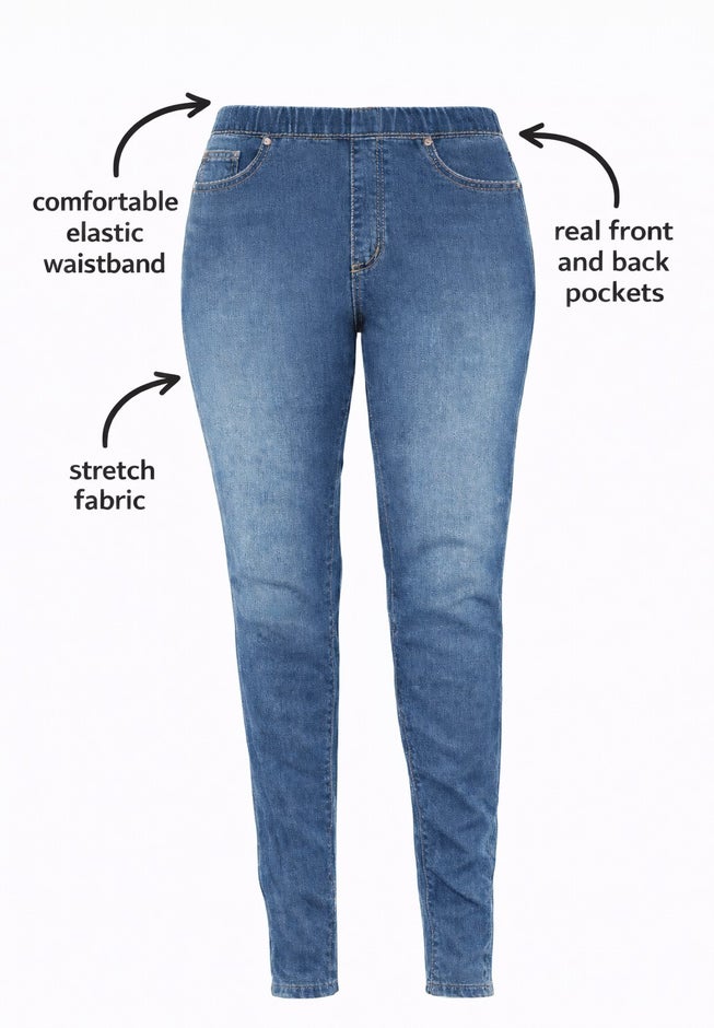 Mid-Rise Stretch Denim Pull-On 4 Pocket Jeggings image number 1